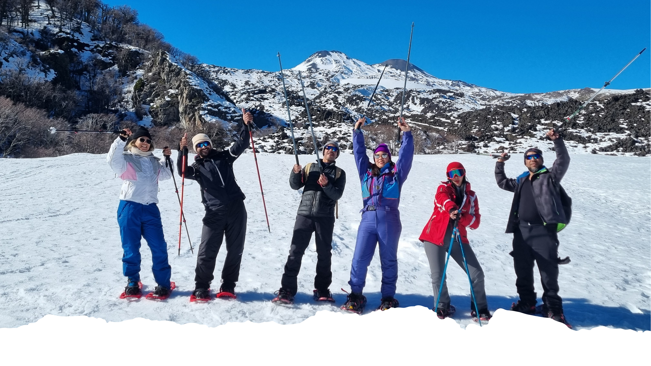 trekking con raquetas en la nieve nevados de chillan